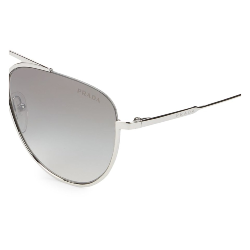Prada Metallic Silver Gray Aviator Sunglasses - Picture 3 of 7